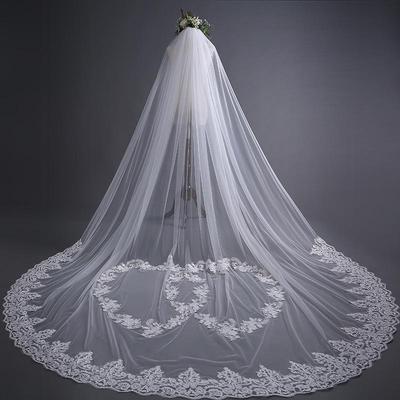 3-Meter Lace Edge Wedding Veil with Comb - Single Layer European & American Style