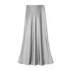 Elegant Satin Fishtail Midi Skirt - Women's High-Waist Silhouette for Summer