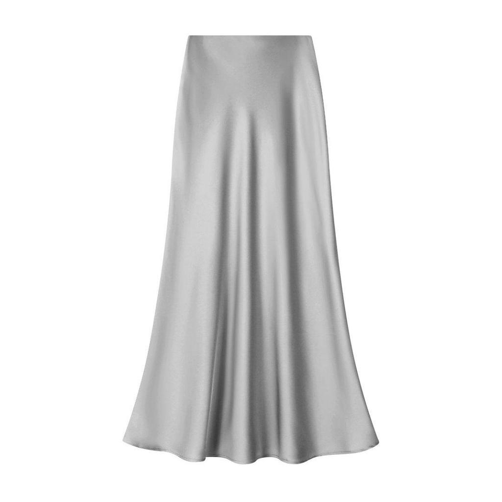 Elegant Satin Fishtail Midi Skirt - Women's High-Waist Silhouette for Summer