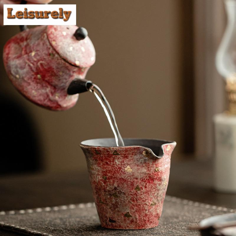 120ml Handmade Point Gold Rock Mine Tea Pitcher Painted Pottery Tea-separating Sharing Pot Cha Hai Justice Cup Teaset Supplies