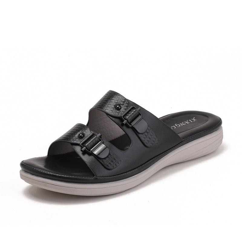 Wedge heel slippers women's non-slip summer wear bohemian travel seaside reverse set stepping on shit sandals