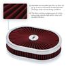 12"x2" Oval Air Cleaner Filter Assembly 5-1/8" Carb Neck W/ Flow-Thru Lid High Flow Chrome for GMC Chevy Ford Chryler Dodge