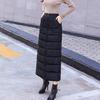WTEMPO Winter Warm Long Skirt Women's Autumn Winter Thickened Down Cotton Skirts Large Size Casual Zipper Winter Skirt