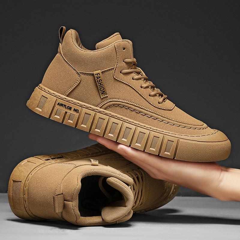 New Fashion Autumn And Winter Men's High Top Martin Boots Students Male Boys Trending Soft Sole Work Shoes Labor Protection Martin Sneakers