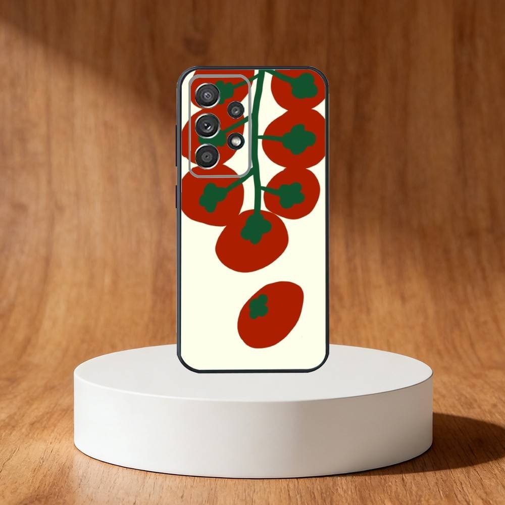 Ins cute Tomatoes Phone Case For Samsung S25,S24,S21,S22,S23,S30,Ultra,S20,Plus,Fe,Note,10,9,5G Black Cover