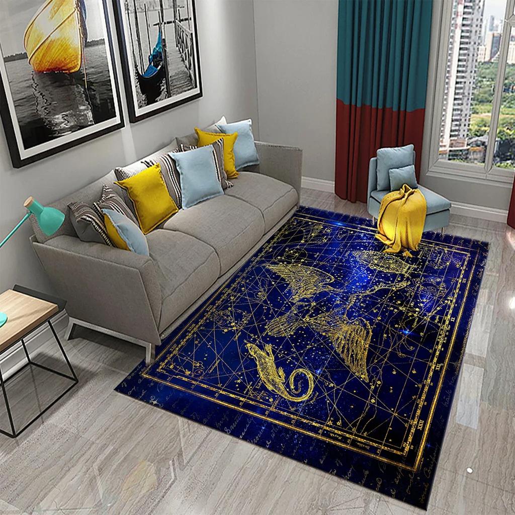 Twelve Constellations Carpet Astrology Rug Mystic Divination Rectangle Area Rugs for Adult Yoga Mats Living Room Decor Door Mat