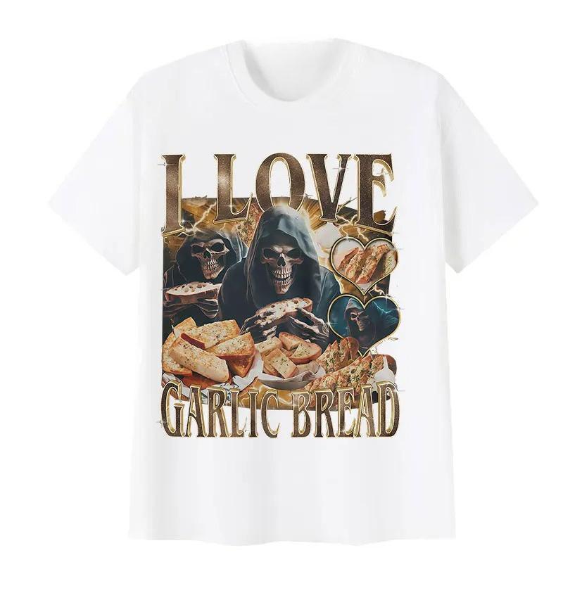 Funny Lover Gothic Garlic Meme Graphic Printed T Shirts Men Women Vintage Skeleton Summer Comfortable Soft Short Sleeve TShirt