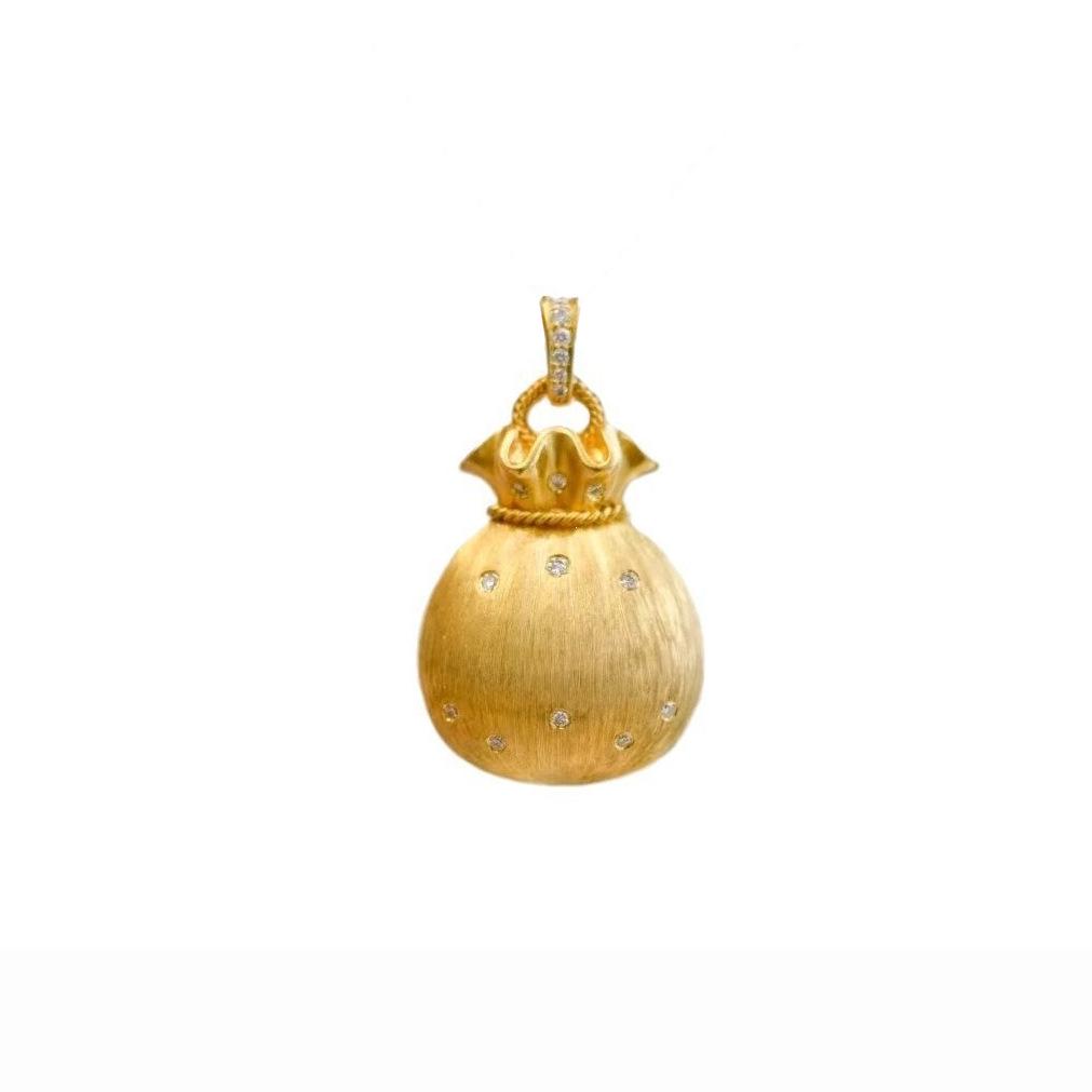 Rose Gold Diamond Lucky Bag Pendant Necklace - Elegant Chinese Style for Women