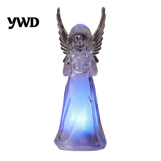 Prayer Angel Figurine Guardian Night Light, Small Reading Playing Music Acrylic Statue Decoration with LED Light for Desk, Table, Shelf Decor Peaceful