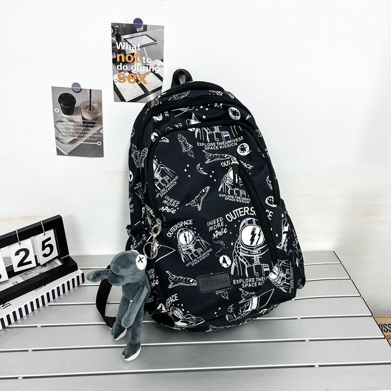 Graffiti Junior High School Student Schoolbag Men's Fashion Lightweight Large-capacity Backpack Couple Versatile Casual Computer Backpack