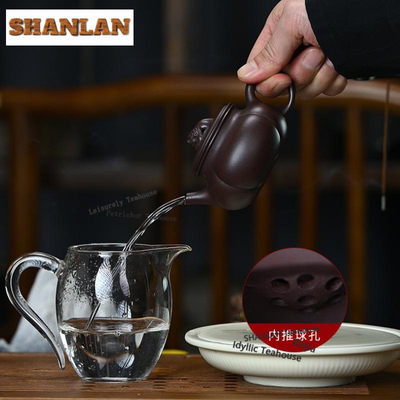 150ml Elegant Yixing Purple Clay Teapots Handmade Auspicious Beast Rib Pot Raw Ore Mud Tea Maker Kettle Zisha Tea Set Drinkware