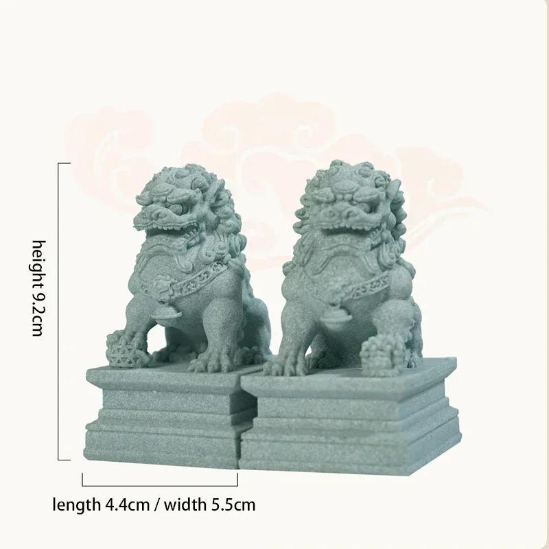 Coppia di Fu Foo Dog Statue di Pietra Guardiane Leoni Statuette Decorative Cinesi Feng Shui Ornamento da Scrivania Decorazione per Casa Soggiorno Bar Caffetteria