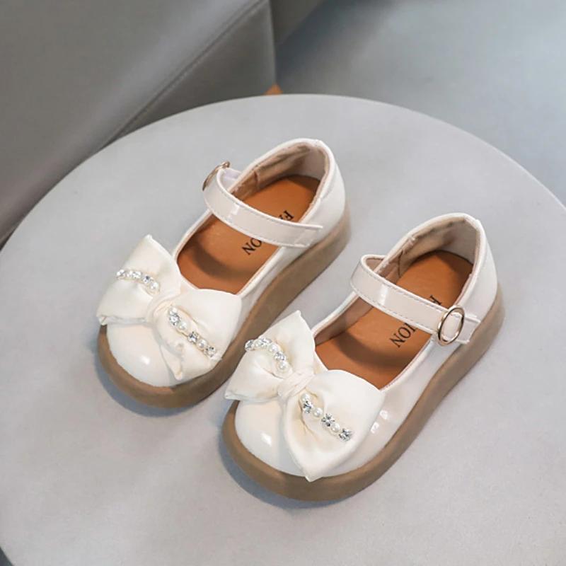 Kinder Lederschuh Frühling Herbst Elegant Mädchen Lässig Schleife Prinzessin Mary Jane Schuhe Mode Glänzend Kinder Party Kleidschuhe