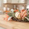 Pumpkin Maple Leaf and Bunny Ear Leaf Garland with Wire for Thanksgiving Fireplace Staircase Front Door Decor
