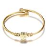 Stylish Women's Bracelet: Stainless Steel Peach Heart with Braided Cable and European-American 26 Letters Design