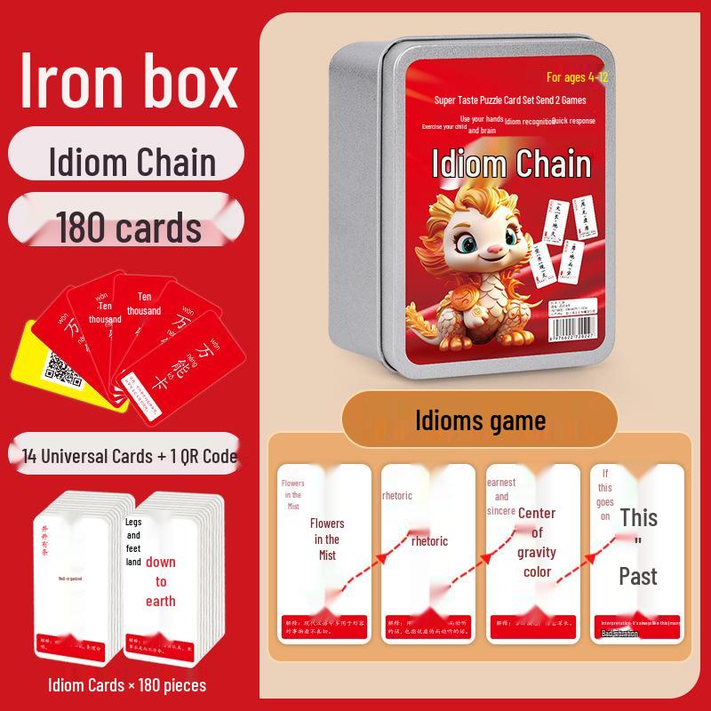 Idiom Solitaire: 600 Educational Cards for Primary School Students – Fun Parent-Child Game & Time-Killing Toy for Kids