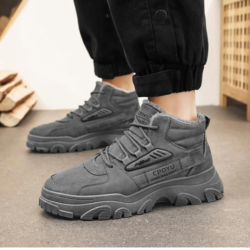 Men's Boots Winter New Plush Thick Warm Men Ankle Boots High-top Platform Men's Snow Boot Concise Comfort Outdoor Winter Boots