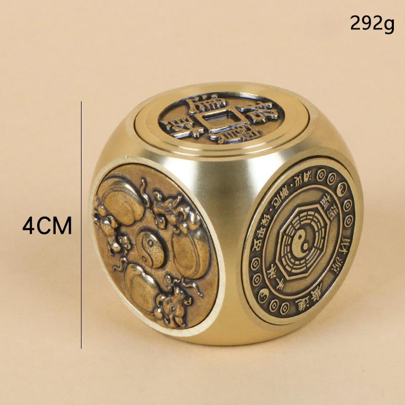 Rotatable Brass Six-sided Swivel Handle Wholesale Hand-cranked Money Handle Objects Antique Feng Shui