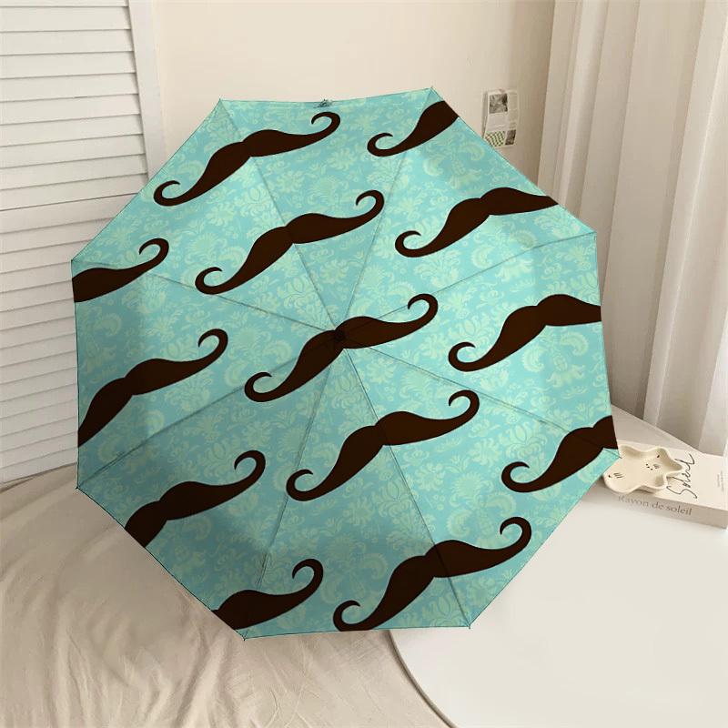 

1PC Mustache Pattern Umbrella-9-Rib Reinforced, Automatic Open, Lightweight & Durable, Cute Fashion Accessory for Outdoor-P0705