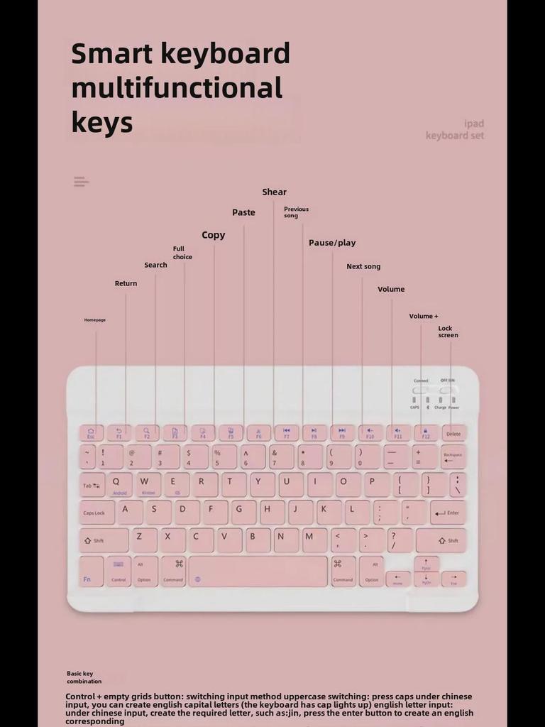 Bluetooth Keyboard Protective Case for 2024 Xiaomi Redmi Pad SE 8.7-Inch