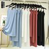 Women Summer Ice Silk Solid Color Cami Dress Slim Fit Slip Dress Inner Liner Dress For Layering