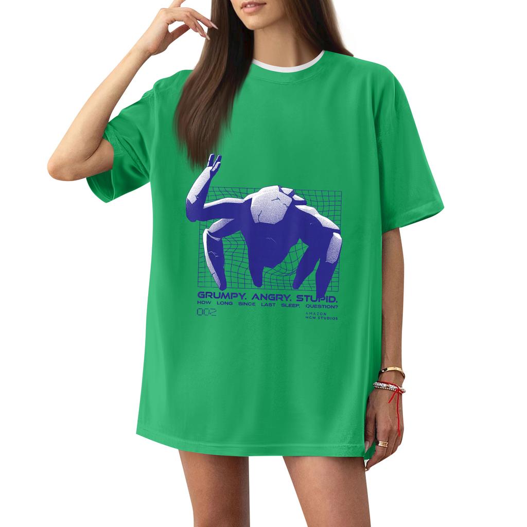 Women's Casual Printed T-Shirt Round Neck Pullover Short Sleeve Top