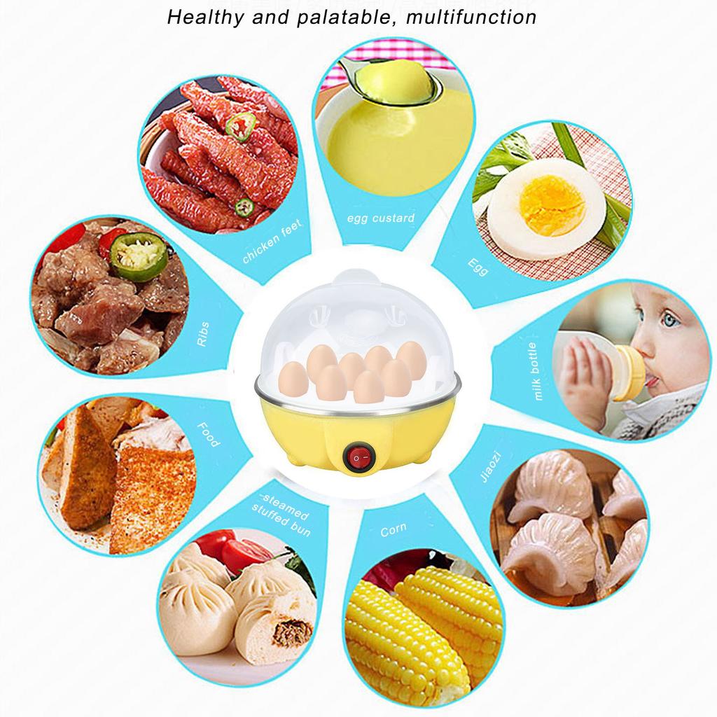 Chicken Egg Cooker Make Up to 7 Large Boiled Eggs Anti Dry Burning Automatic Power Off Egg Poacher with Heating Plate