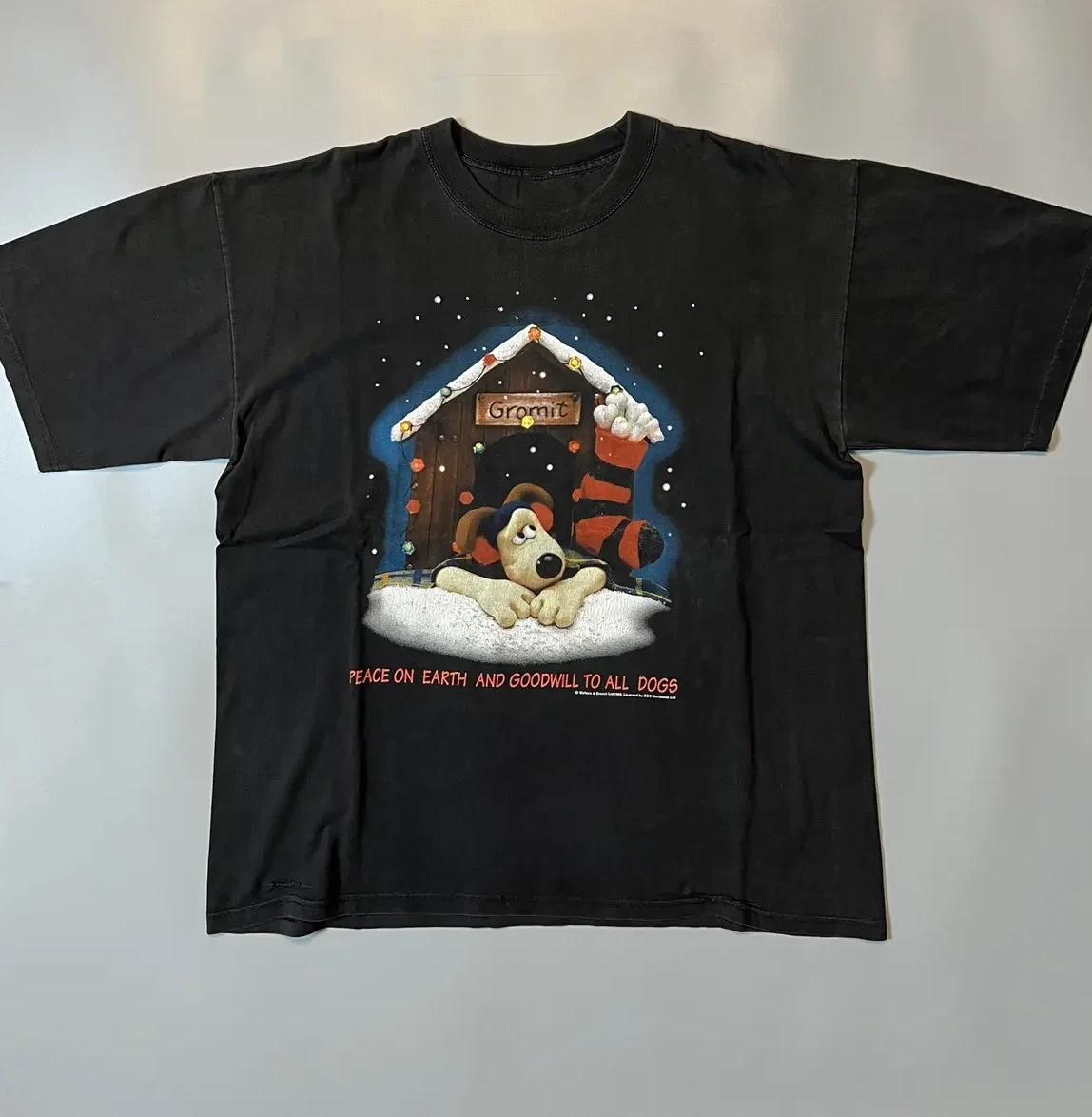 Vintage Wallace and Gromit Christmas 1989 Black All Size S-5XL T Shirt XS