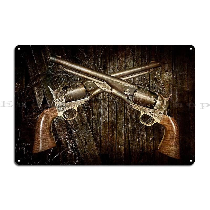 A Brace Of Navy Colt Revolvers Metal Sign Garage Plaques Designer Party Garage Cinema Tin Sign Poster