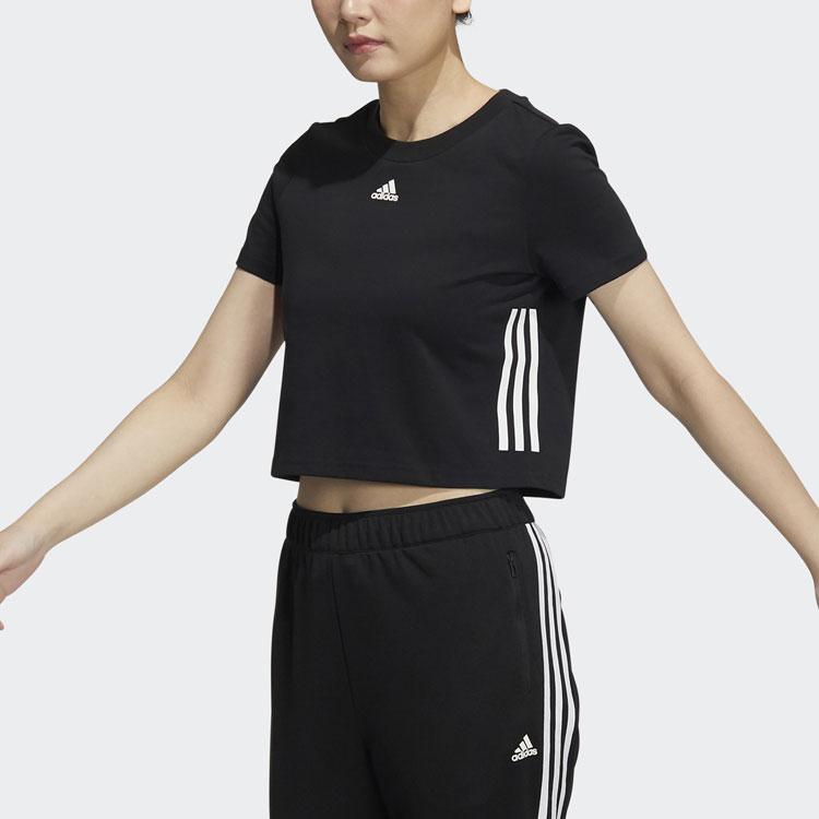 Adidas Atmos Collaboration Series Pattern Large Logo Sports Round Neck Short Sleeve T-Shirt Women Tops Black HF5116