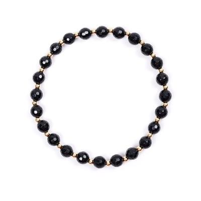 [Jbans Classic] Black Gold Surgical Steel Ball Gemstone Couple Bracelet (C2101-Ac716_Bk)