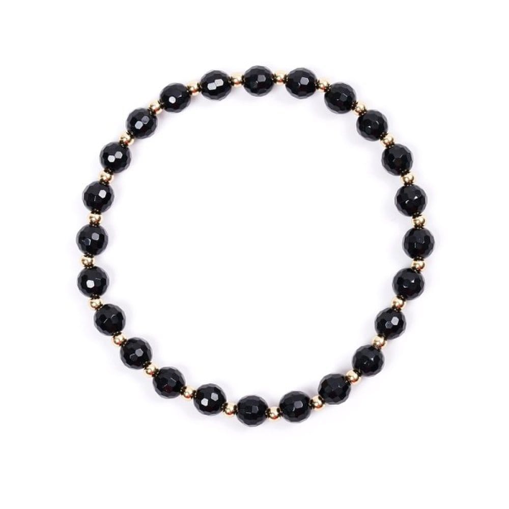 

[Jbans Classic] Black Gold Surgical Steel Ball Gemstone Couple Bracelet (C2101-Ac716_Bk) For women