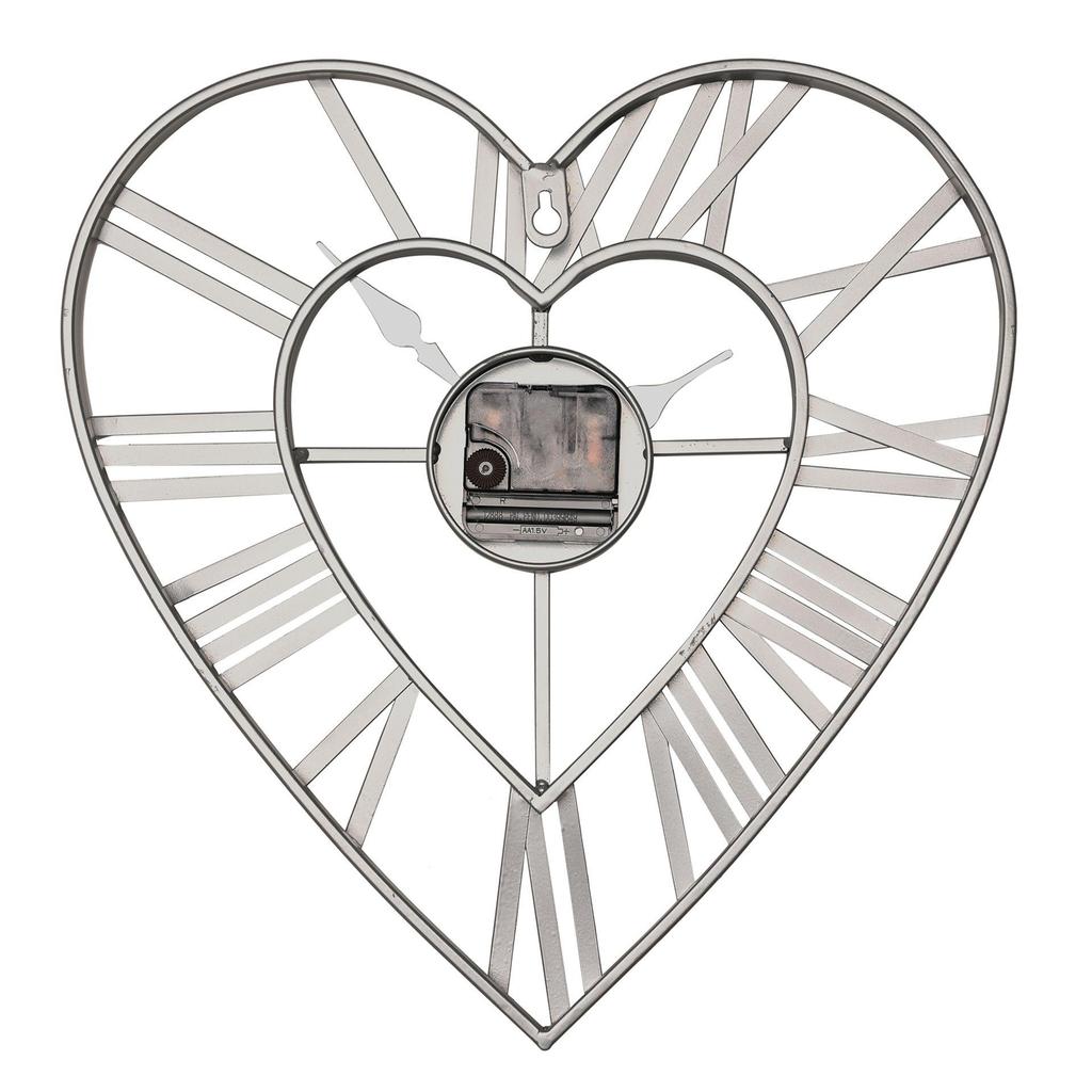 Metal Heart Grey Wall Clock