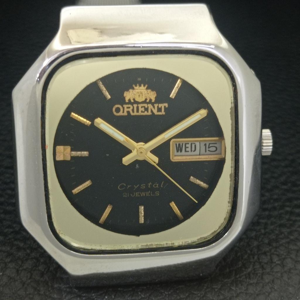 AUTOMATIC VINTAGE ORIENT CRYSTAL 46941 JAPAN MENS ORIGINAL DIAL WATCH a703474-1 R213c-a703474