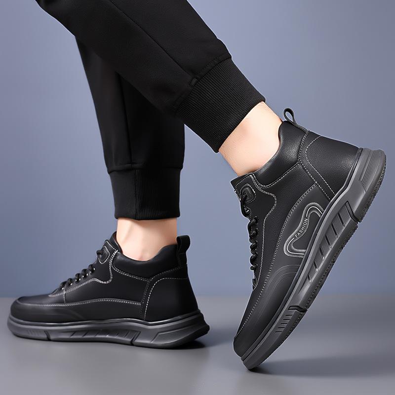 Men's Shoes 2025 Autumn New Trend Board Shoes Men's Leather Shoes Fleece Warm Outdoor Tooling Sports and Leisure Shoes