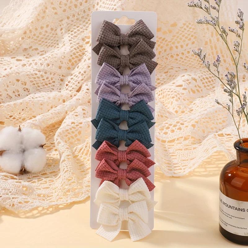10/20pcs Soft Cotton Hair Bows for Baby Girls 2'' Cute Handmade Bowknot Clips Kid Hair Accessories Lovely Headwear