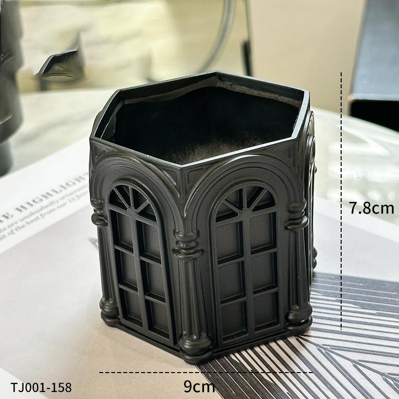 Retro Roman Side House Relief Pen Holder Office Stationery Multi Functional Storage Student Creative Desktop Decoration