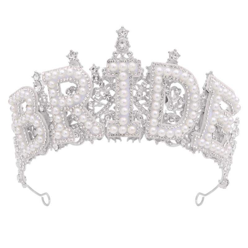 Eye-Catching Rhinestones Bridal Hairband Pearls Bride Crowns Wedding Stylish Bridal Crowns for Wedding Party