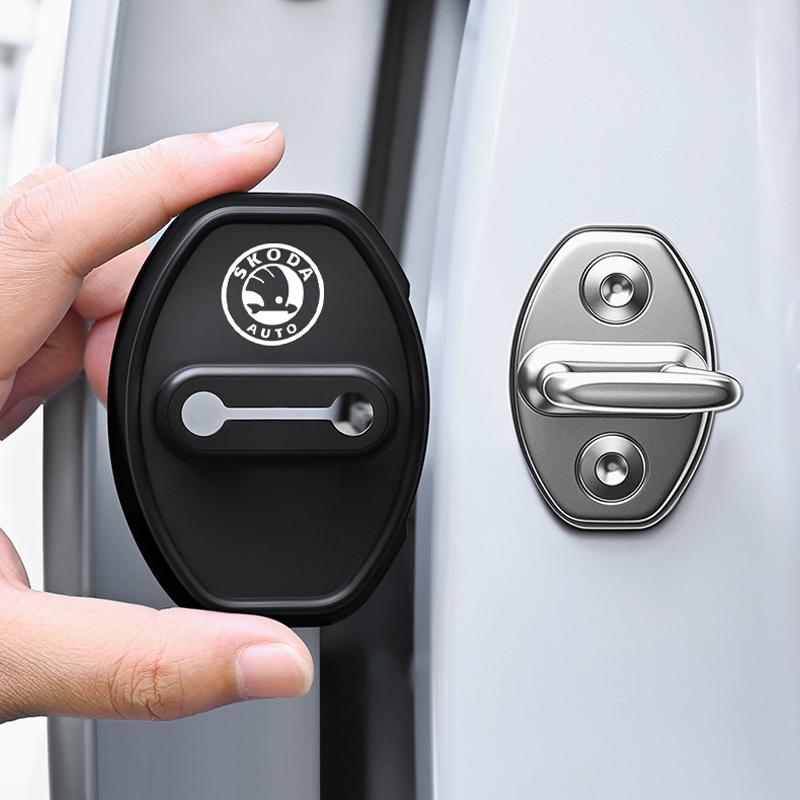 4 Stück Silikon Auto Türschloss Abdeckungen Tür Anti-Kollisions-Pad für Skoda Rapid Yeti Superb Octavia Fabia Karoq KAMIQ Scala Citigo dnhr35