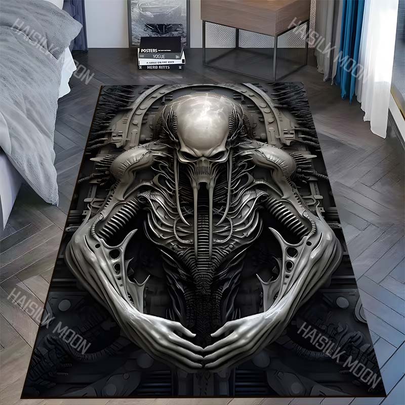 Biomechanical style sculpture Print Carpet Rug for Living Room Bedroom Sofa Doormat Home Decor Non-slip Floor Mat