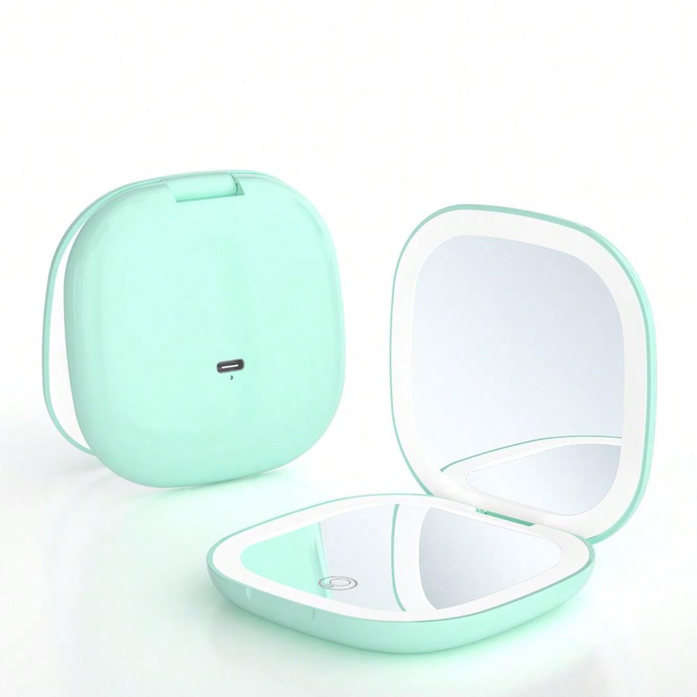 

Двухсторонний светильник с увеличением 1X/5X, светодиодное косметическое зеркало, квадратный складной светильник и портативное светодиодное зеркало для макияжа, портативное зелёный