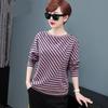 Korean Women's 2024 Spring and Autumn New Splicing Pullovers O-Neck Striped Batwing Sleeve Fashion Loose Casual Long Sleeve Top