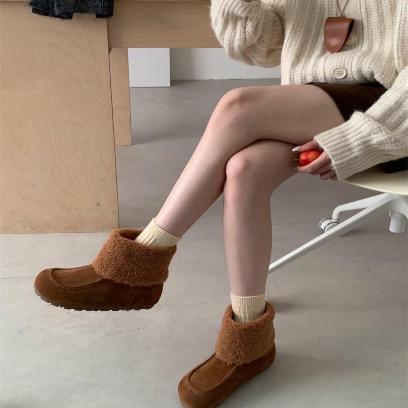 Slippers Winter Home Non-slip Beef Tendon Sole Couple Floor Slippers Women's Warm Fluffy Bag Head Slippers