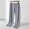 Men's Semi-Elastic High-Stretch Ice Silk Casual Summer Pants - Thin, Straight, Loose, High-End Suit Style