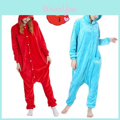 Cozy Adult Sesame Street Elmo Cookie Monster Costume Pajamas For Relaxing Sleepwear