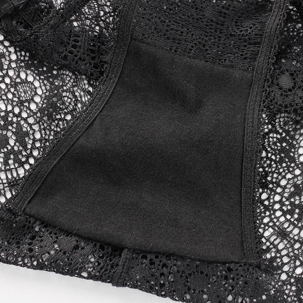 French sexy panties, thin see-through mesh lace large size panties, pure cotton crotch low-rise briefs