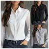 Neues Herbst einfarbiges vielseitiges Langarmhemd Revers Satinhemd