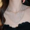 Geometric Hollow Waterfall Tassel Pendant Necklace Women Tone Layered Chain Lightweight Luxury Minimalist Jewelry