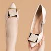 Pointed high heels autumn thick heel medium heel temperament fashionable soft leather French single shoes not tired feet women's shoes