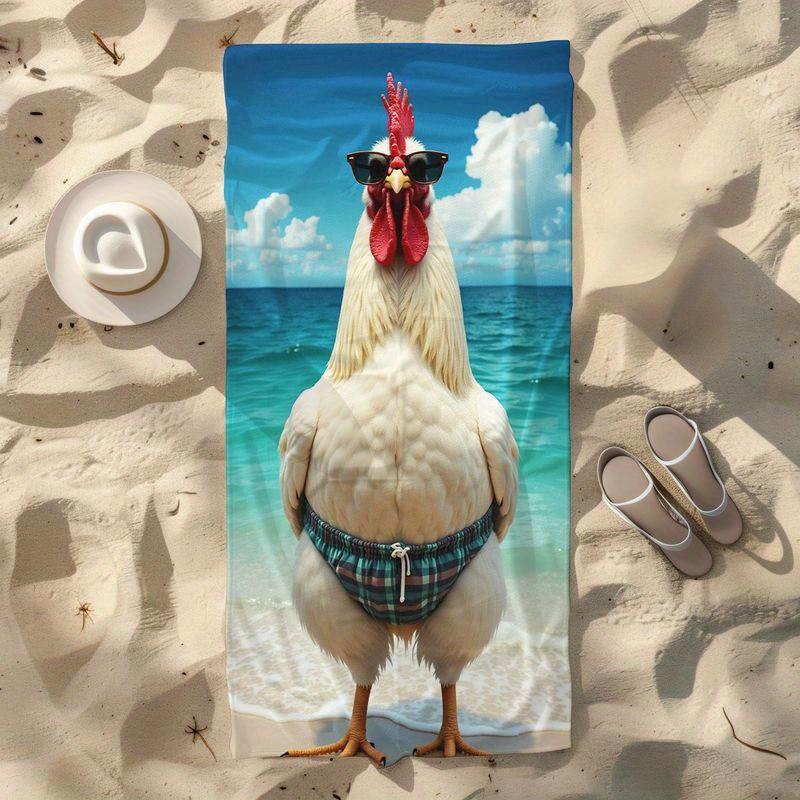 Funny Beach Towel Chicken Neck Swim Trunk, Soft Absorbent Quick Dry Lightweight for Beach Vacation Pool Party Summer Essential